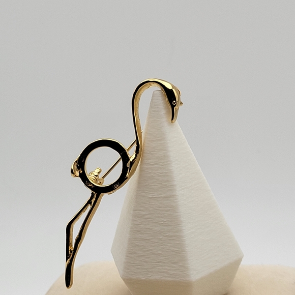 Beautiful Gold Tone Flamingo Brooch - Picture 3 of 7